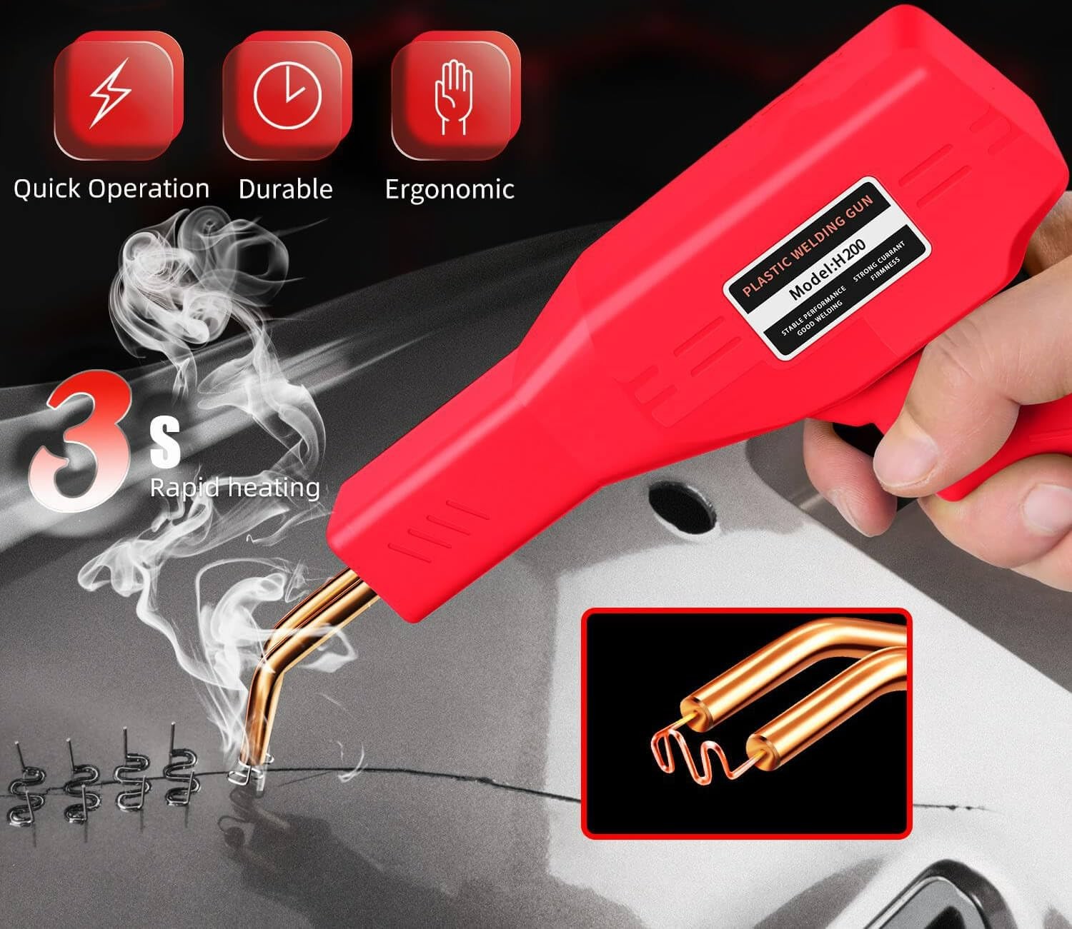 Wrdlosy 220W Plastic Welder, Multipurpose Fit, Welding Kit, Quick Red