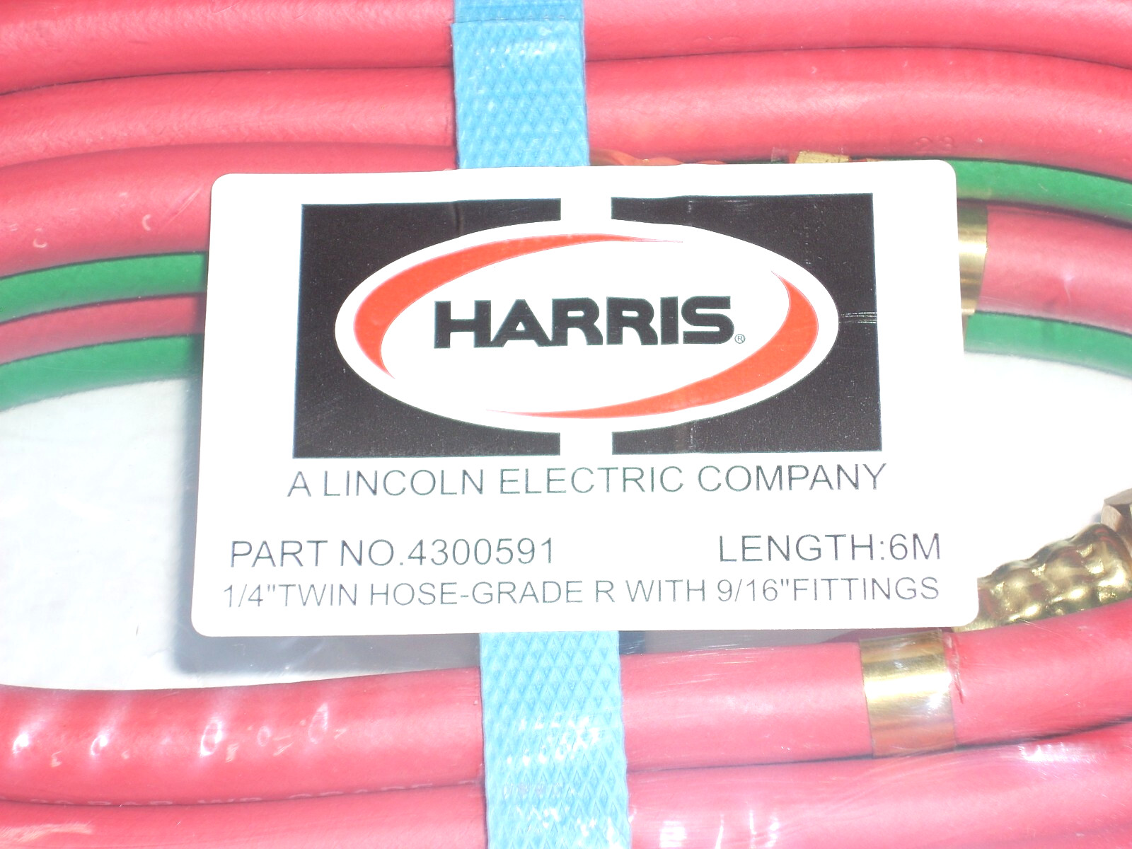Harris Oxy-Acetylene Twin Welding Hose 1/4 x 20 ft Grade R w 9/16-18 Fittings