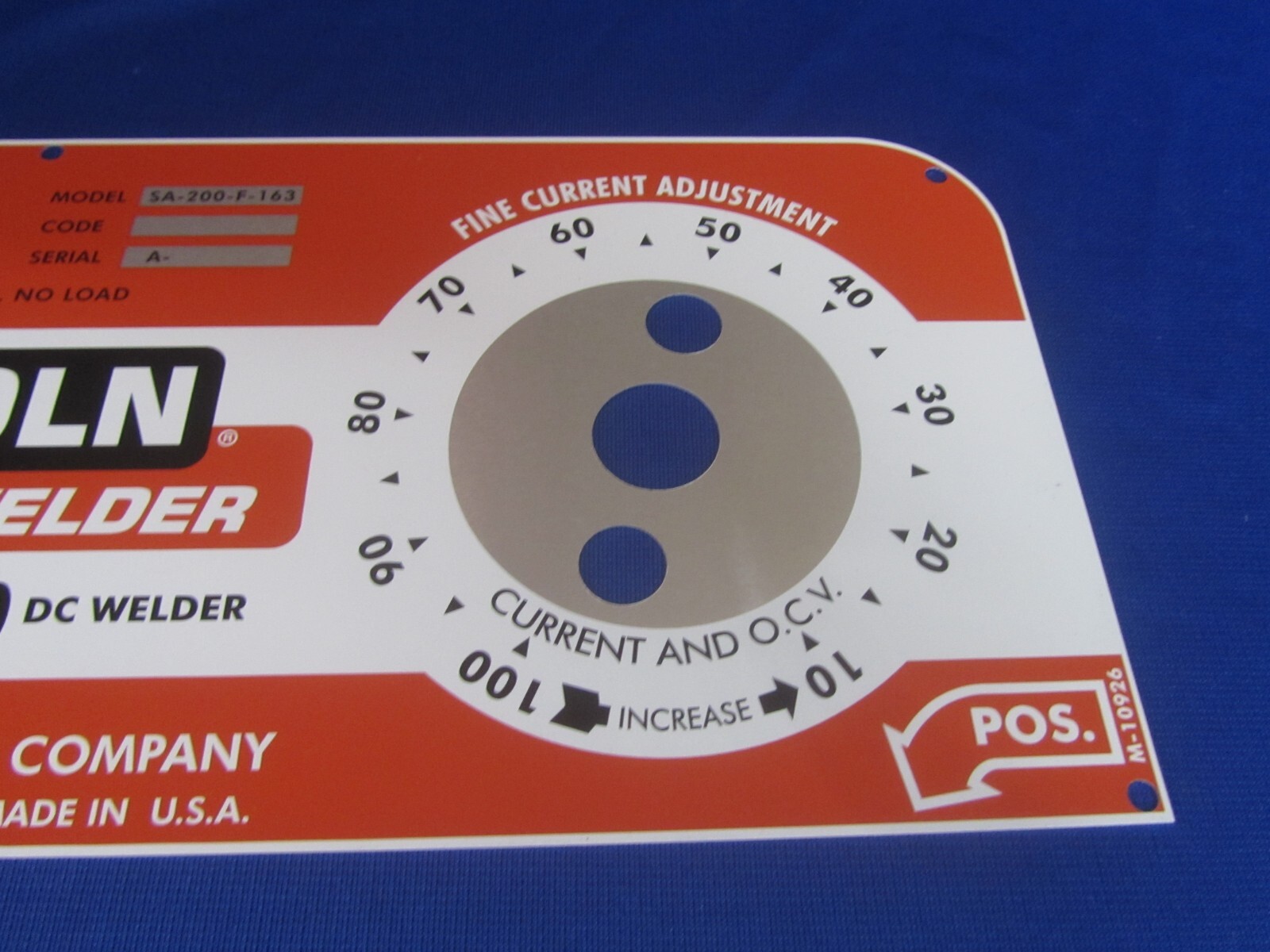 Sa-200 Lincoln Welder Red Face Faceplate M10926 OEM Quality USA