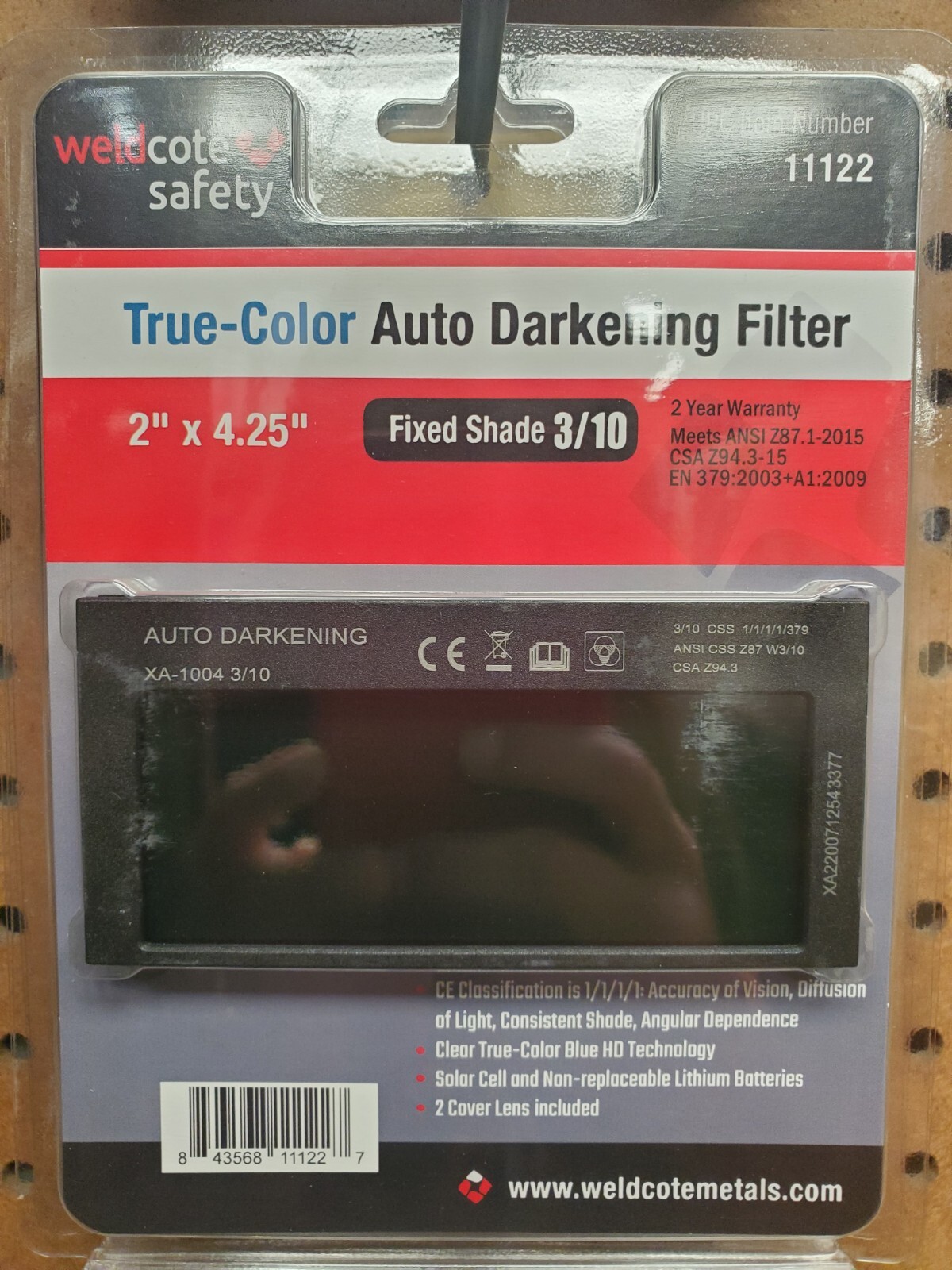 Weldcote 11122 True-Color Auto Darkening Filter 2″x4.25″ Fixed Shade 3/10, Qty.1