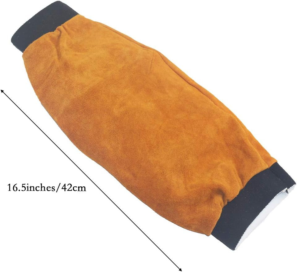 Leather Welding Sleeves Heat Flame Resistant Arm Protection for Welder 16.5″ …