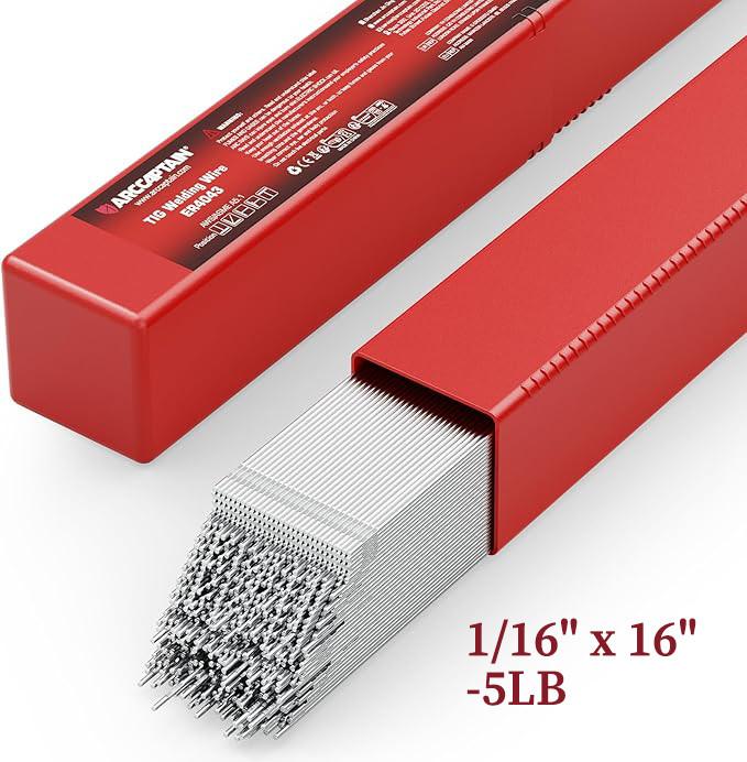 ARCCAPTAIN Aluminum TIG Welding Rod ER4043 1/16″ 3/32″ 1/8″ 5LB TIG Filler Rod