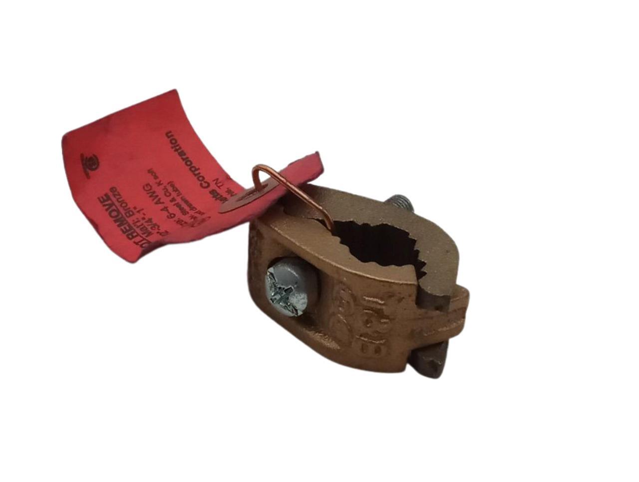 Lot of (3) Thomas & Betts 3846 Copper Ground Clamp #4/#6 Bare Copper 1/2-1″ Rod