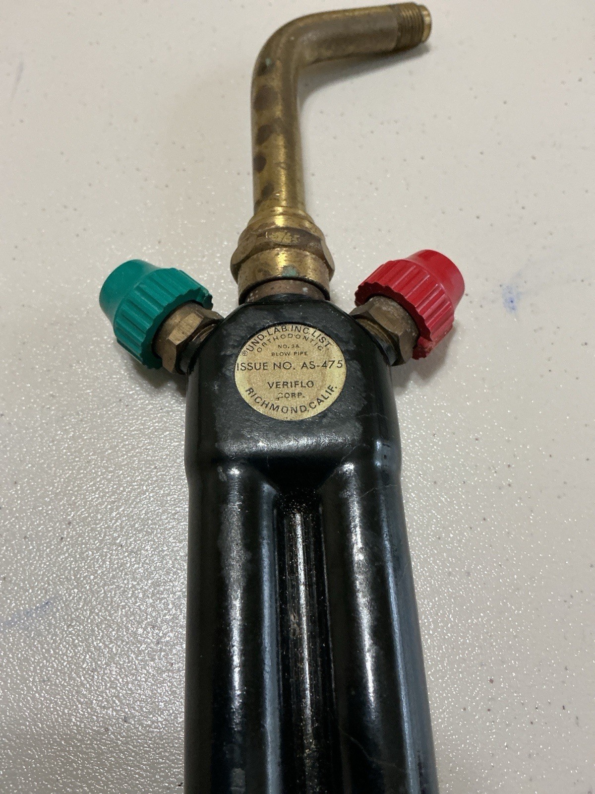 Vintage Veriflo Orthodontic No.3 Blow Pipe Oxy. Acetylene Torch Glass Blowing
