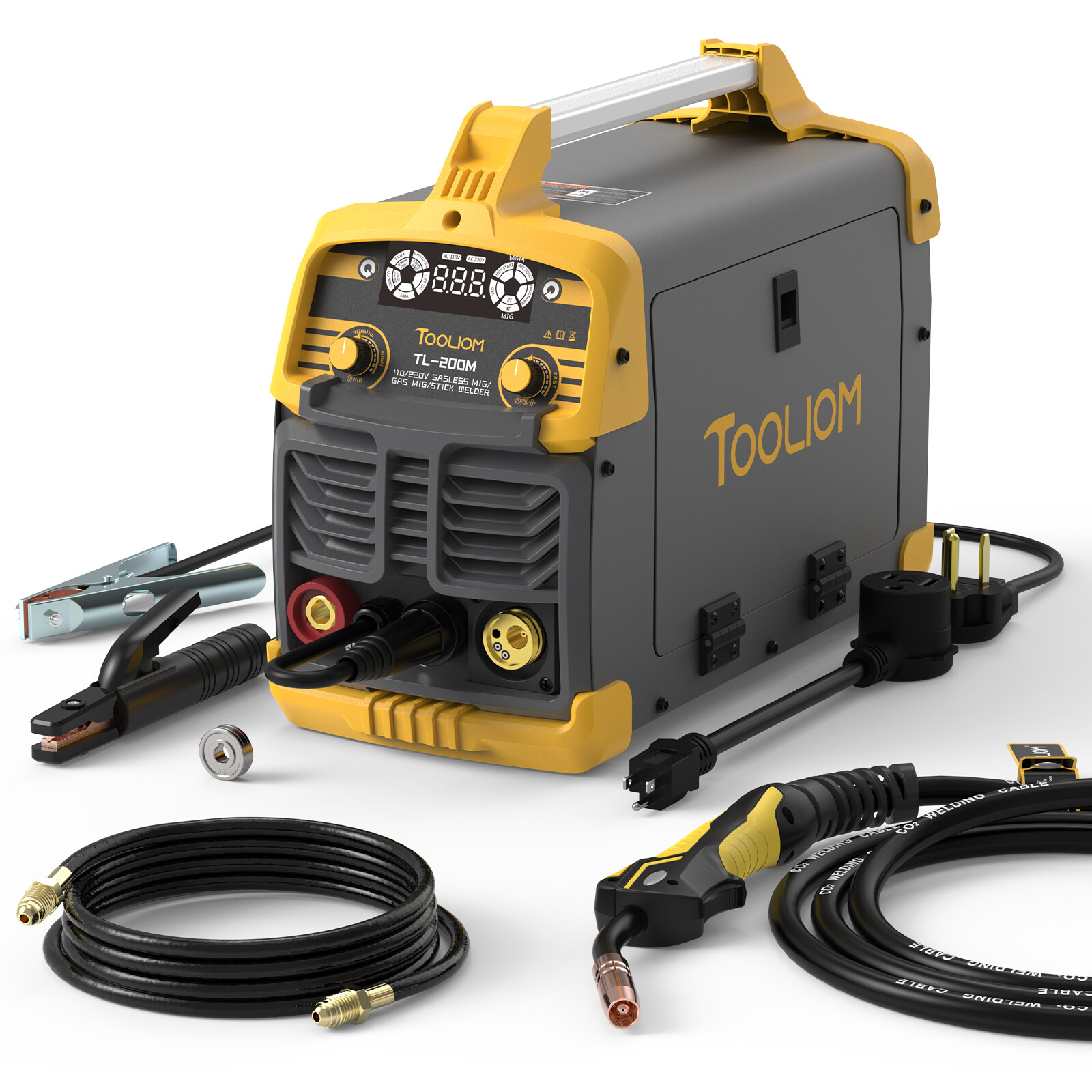 200A MIG Welder, Flux Core/Solid Wire/Lift TIG/Stick 110/220V Welding Machine