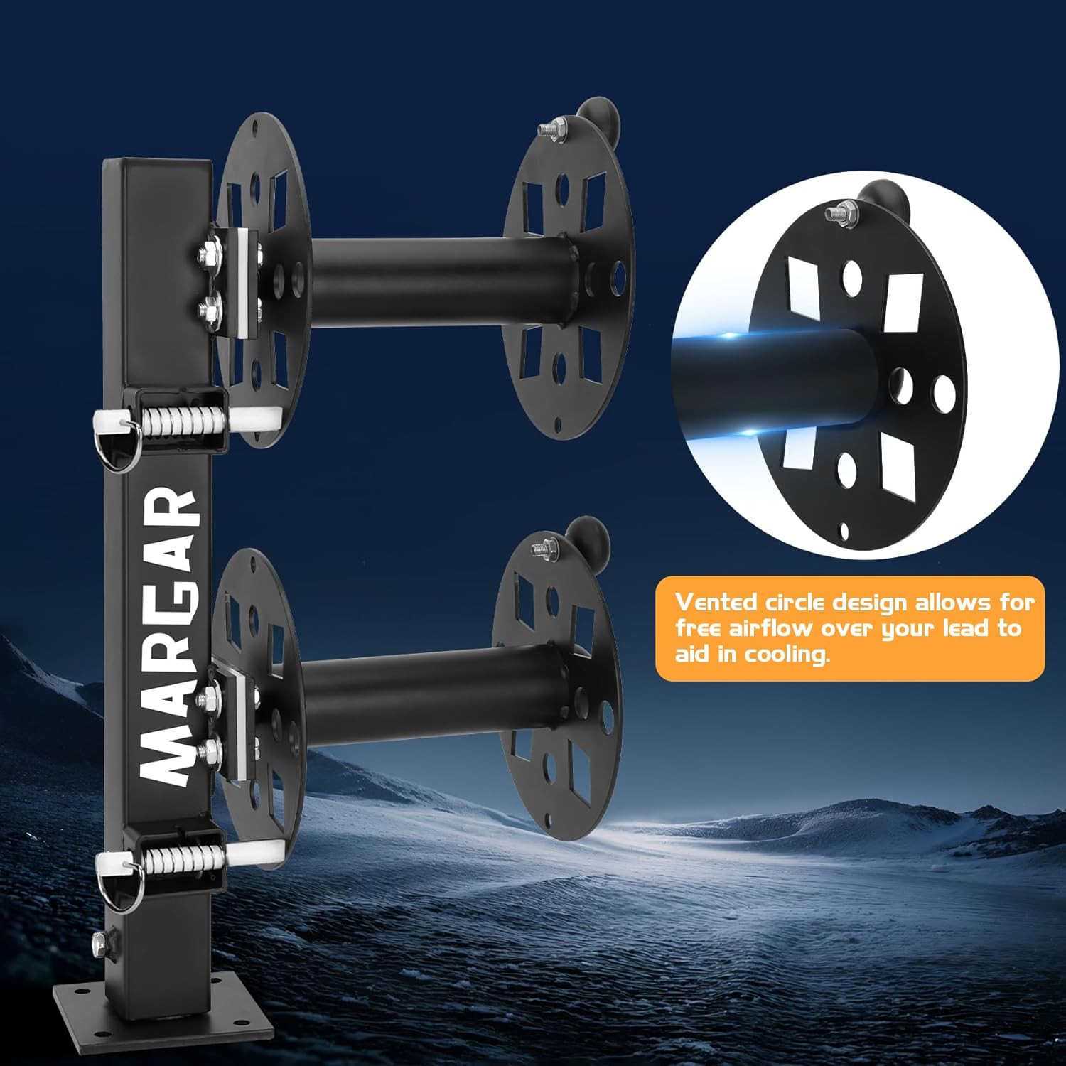 Heavy Duty Double Welding Cable Lead Reel, 360-Degree Adjustable Swivel Base, 10