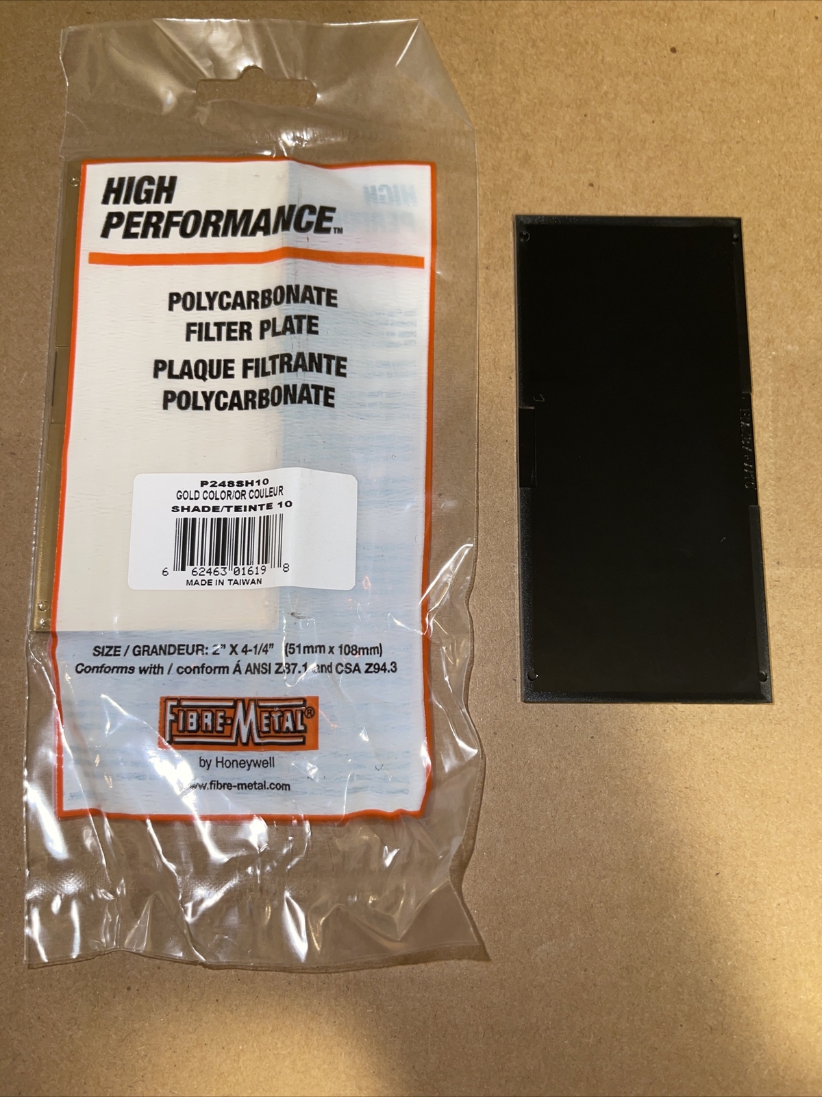 Fibre-Metal Shaded Welding Helmet Filter Plate P247SH10 2” X 4-1/4”