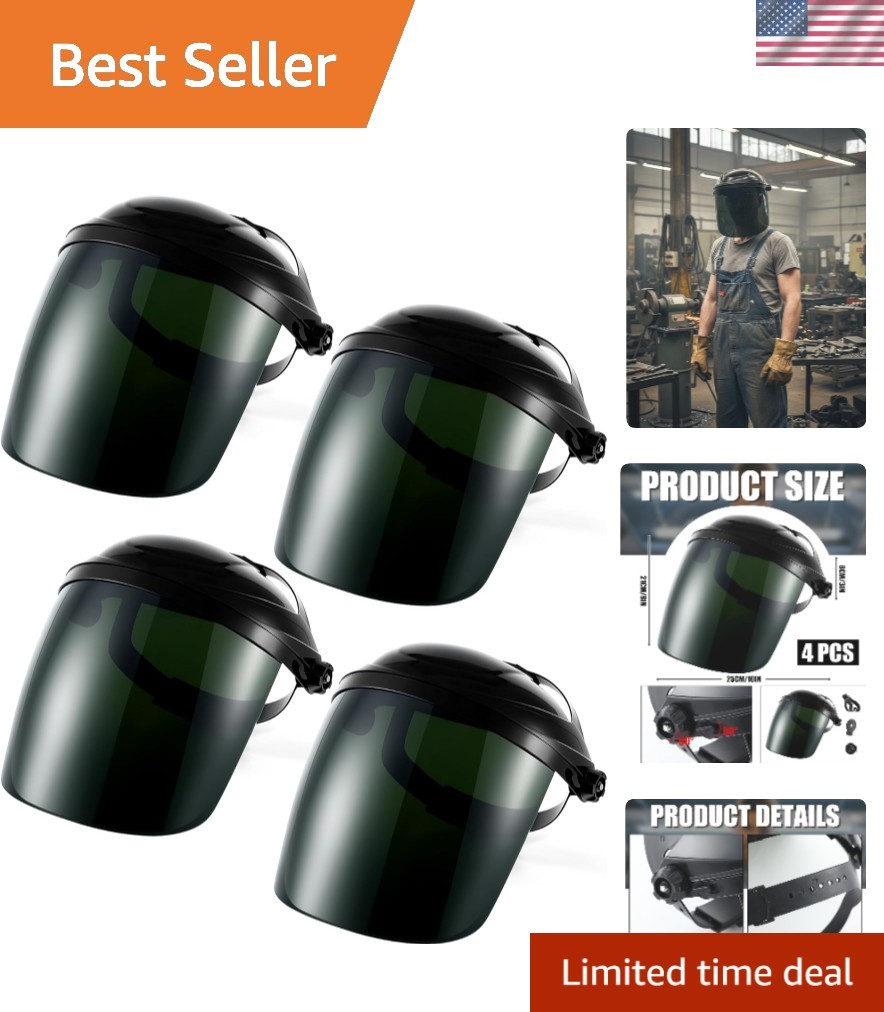 Adjustable 4 Pack Safety Face Shields for Welding – Comprehensive Protection