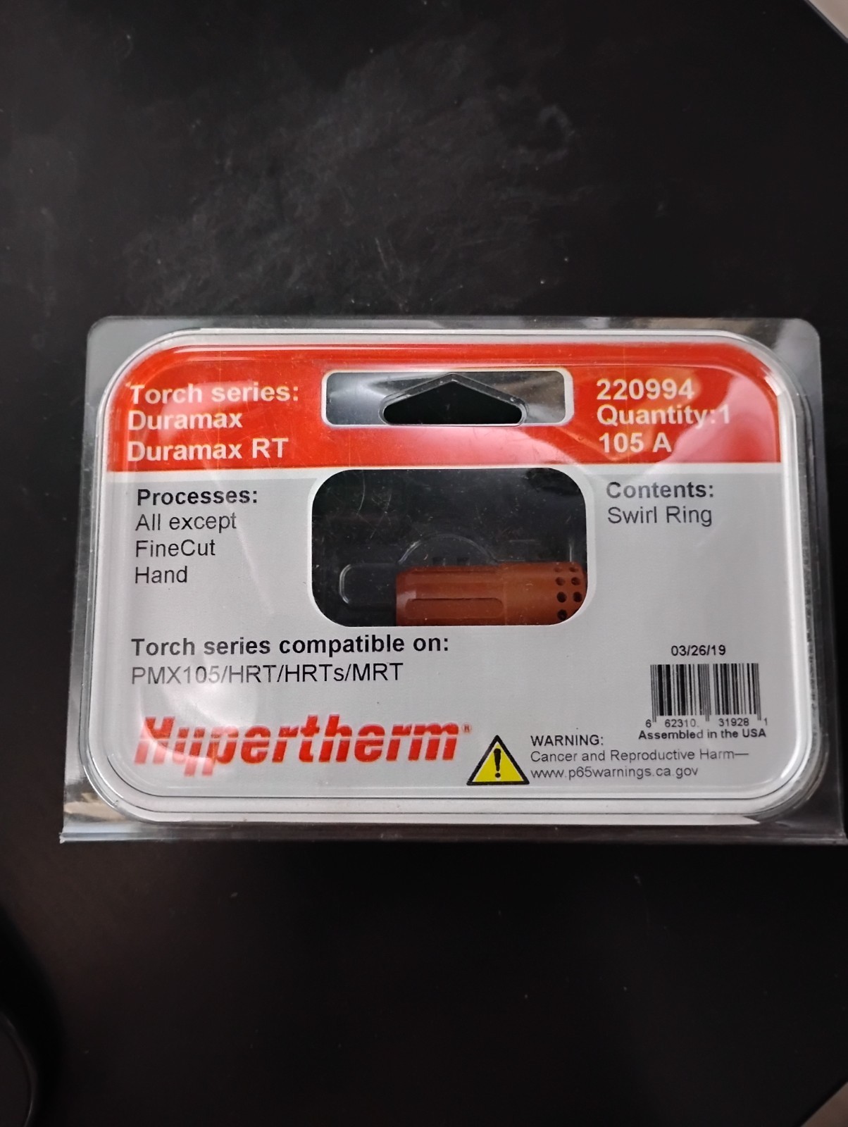 Hypertherm Genuine Powermax 105 Swirl Ring 220994