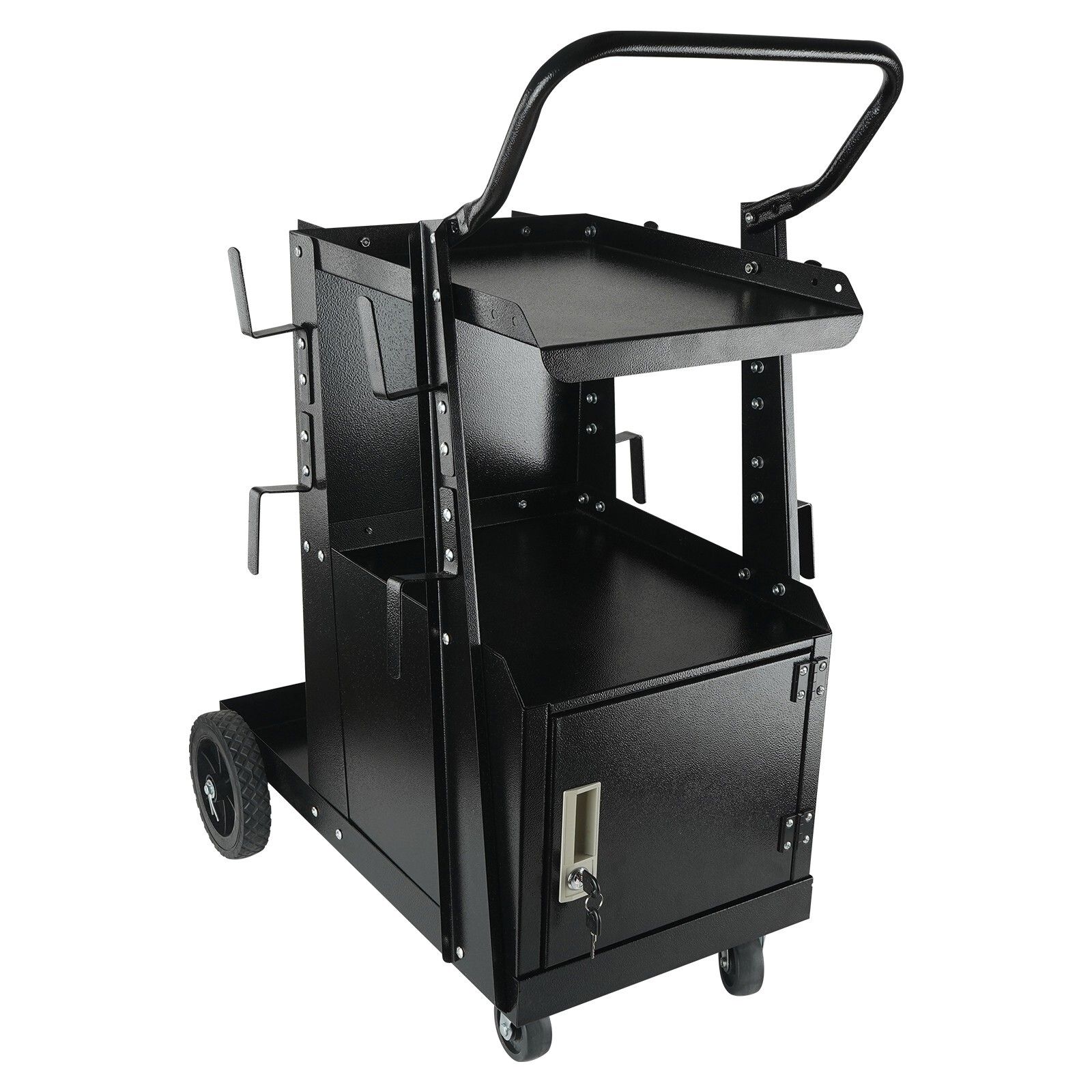 Welding Cart 2-Tier 265LBS Welder Cart with Anti-Theft Lockable Cabinet