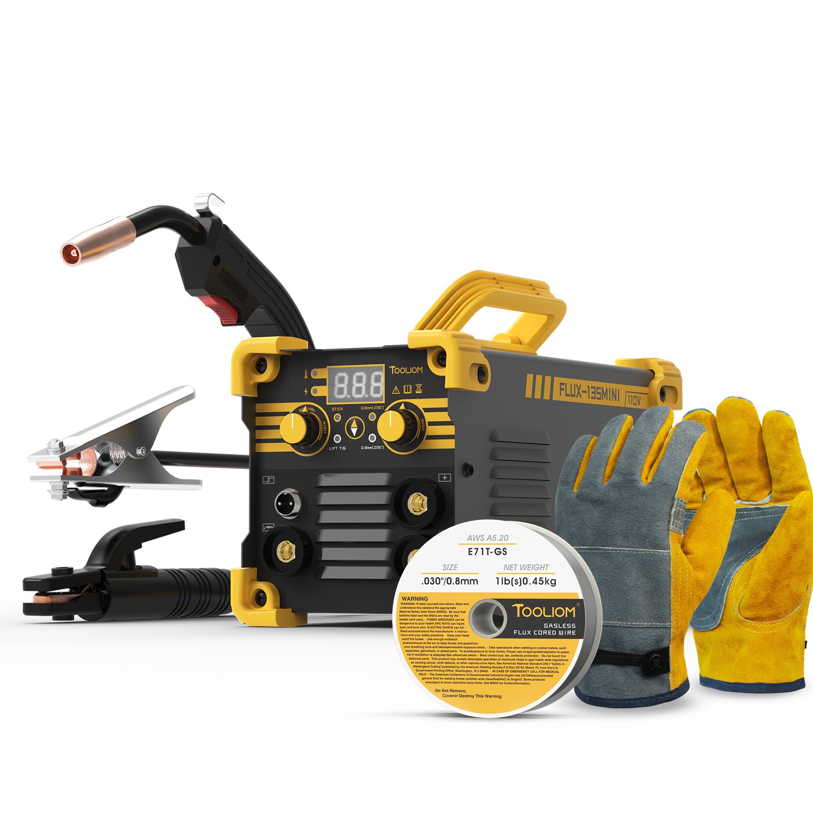 110V 135A Flux Core MIG Welder 3 in 1 Lift TIG Stick Portable Gasless