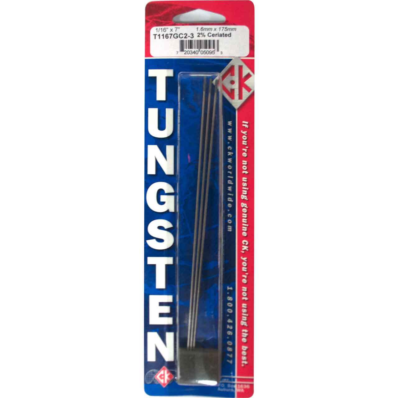 CK T1167GC2-3 2% Ceriated Tungsten Electrode 1/16″ X 7″ 3 pack
