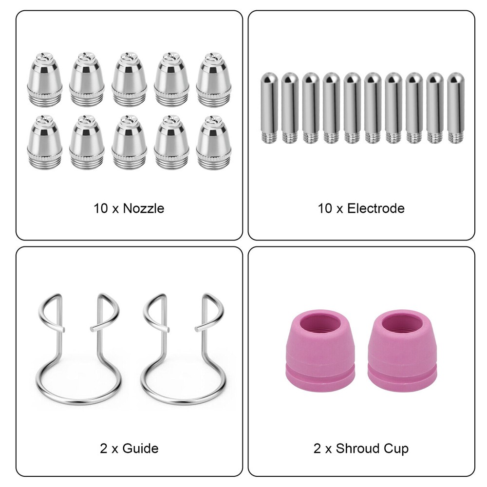 24pcs Plasma Cutter Torch Consumables Tip Kit For SG-55, AG-60, WSD-60, CUT50 60