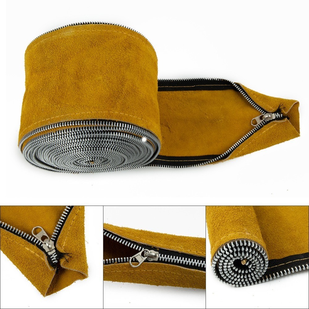 TIG Mig Cowhide Leather Welding Torch Cable Hose-Cover 25ft L 4in W With