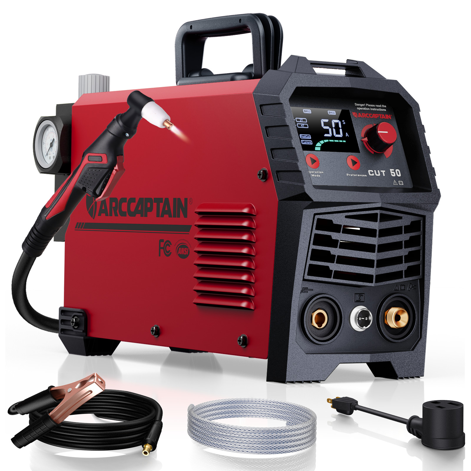 Arccaptain Plasma Cutter CUT50 Large LED Display 50Amps Dual Voltage 110/220V 🔥