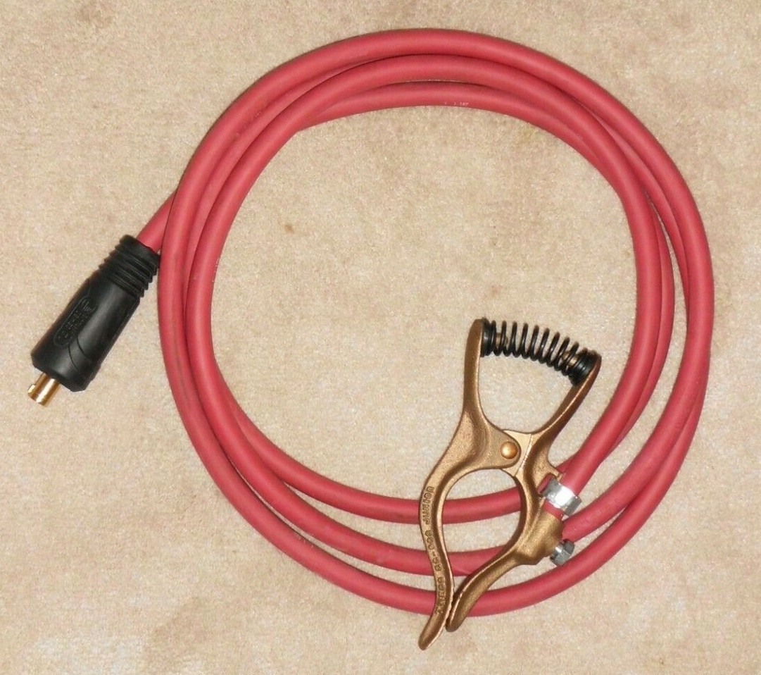 UPGRADE – 12′ 300A 2/0 Copper Ground Clamp Lead 1/2″ Dinse .500″ TIG MIG Welder