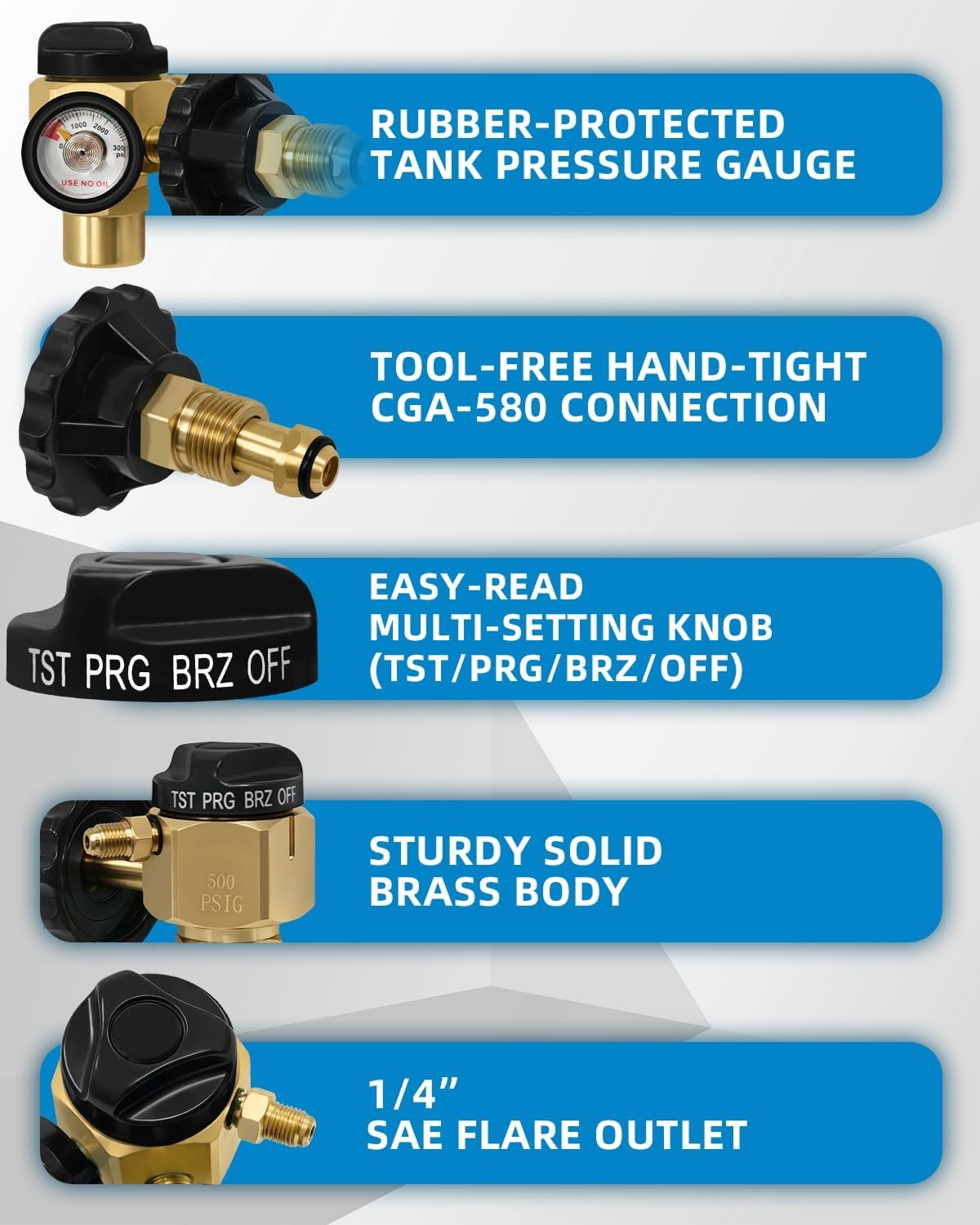 VN-500 Nitrogen Purge Control Valve Regulator W/500 PSI Flow Meter 4-Position Fl