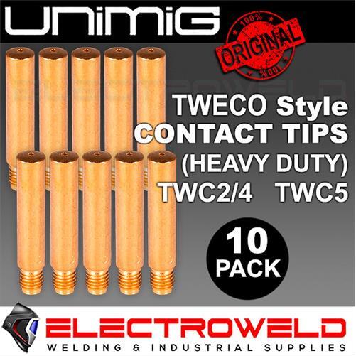 10 x UNIMIG Tweco TWC2/4 Heavy Duty Contact Tips .8mm .9mm 1mm MIG Welding Torch