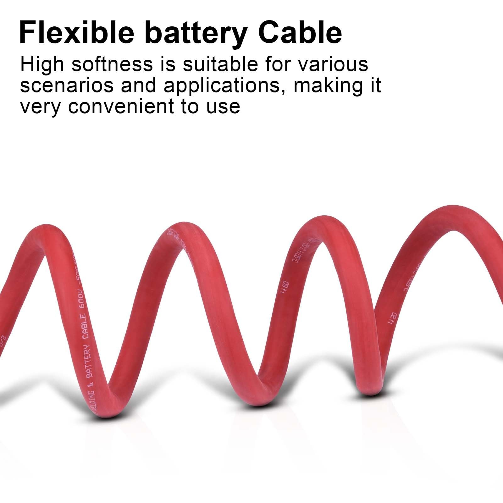 2/0 Gauge Battery Cable, 20ft Red + 20ft Black 2/0 Awg Pure Copper Wire Welding