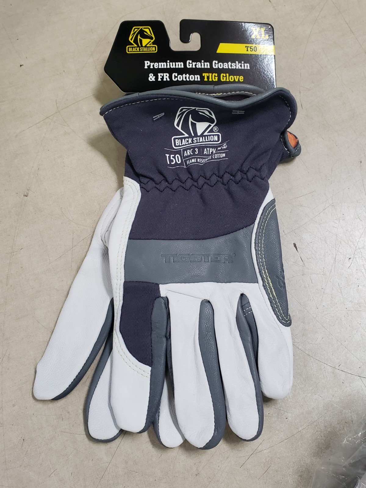Black Stallion T50 Premium Grain Goatskin & FR Cotton TIG Welding Glove XL