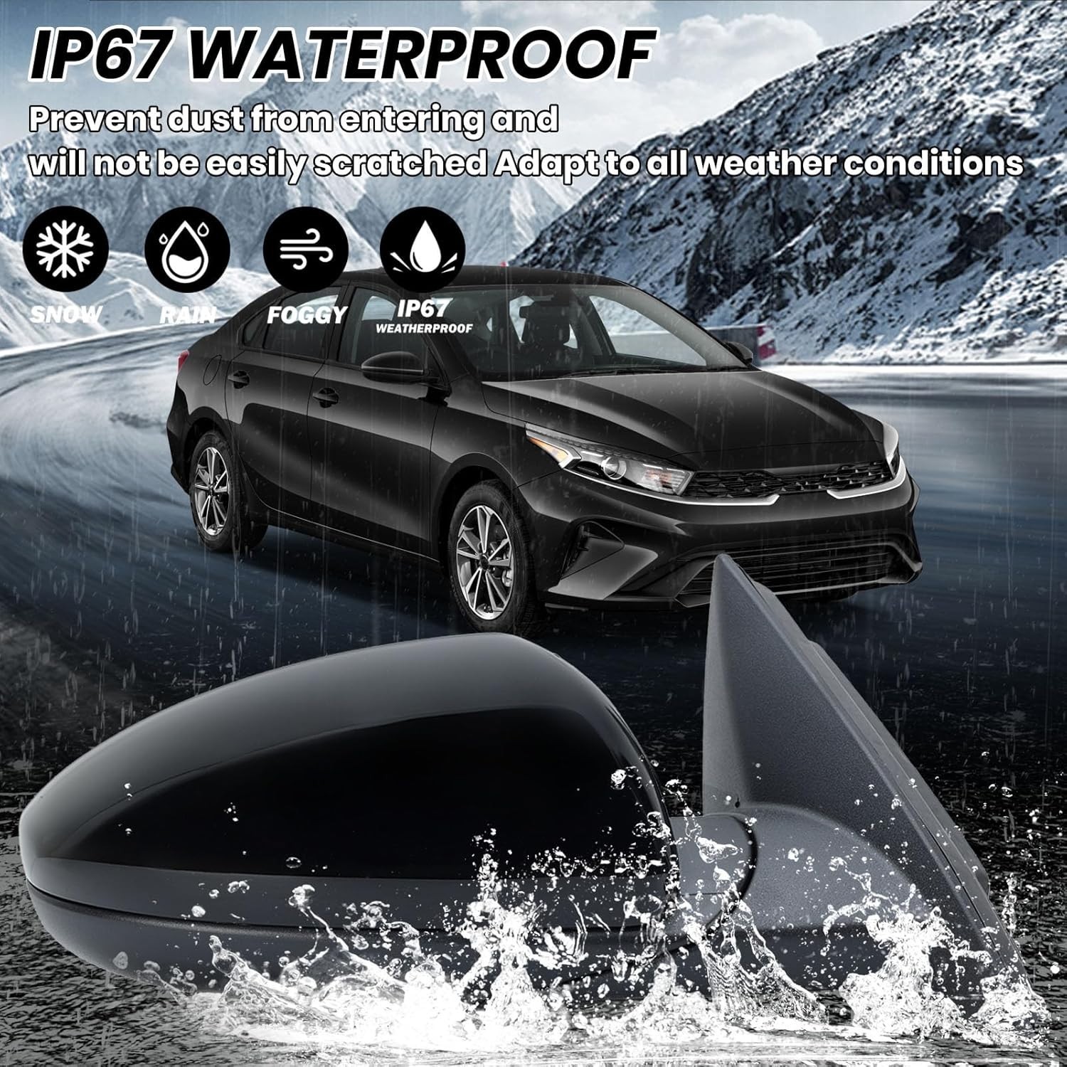 Right Passenger Side Mirror Compatible with 2019 2020 2021 2022 2023 2024 Kia Fo