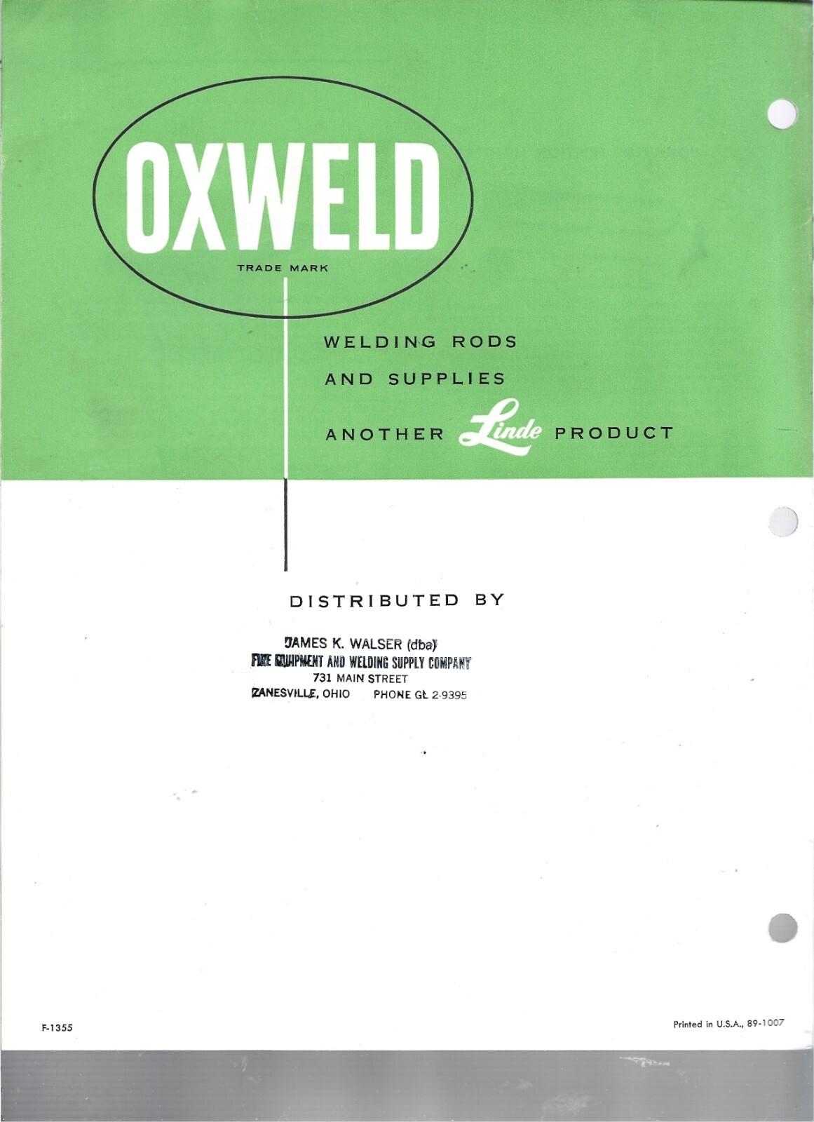 Vintage 196O OXWELD WELDING RODS SUPPLIES Catalog 15 PG & 4 PG. PRICE LIST