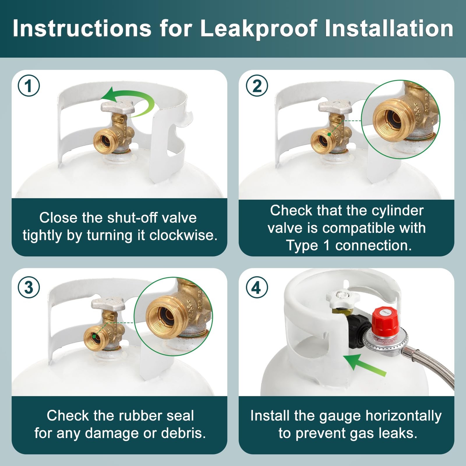 GASPRO 0-20 PSI Adjustable High Pressure Propane Regulator with 8FT, Silver