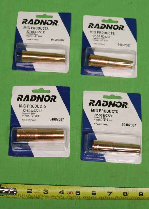 Lot of 4 New Radnor 22-50 Mig Products Nozzle Tweco Style 1/2″ Bore 64002704