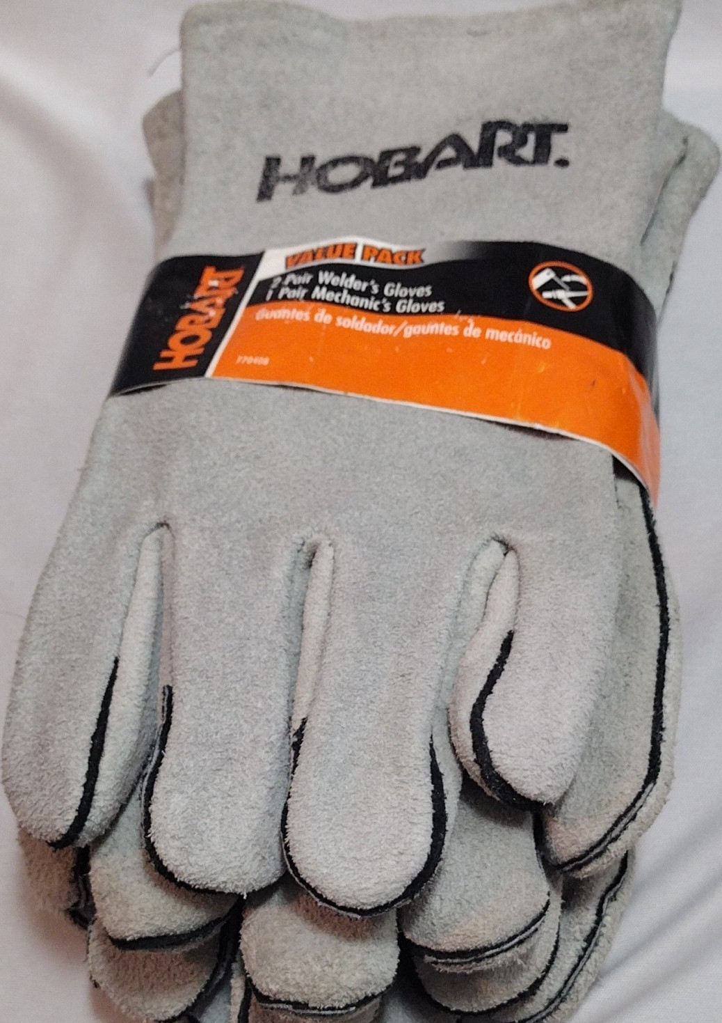 Hobart Leather Welding Gloves Value Pack Gray Gauntlet Cuff L 770408 2Pair