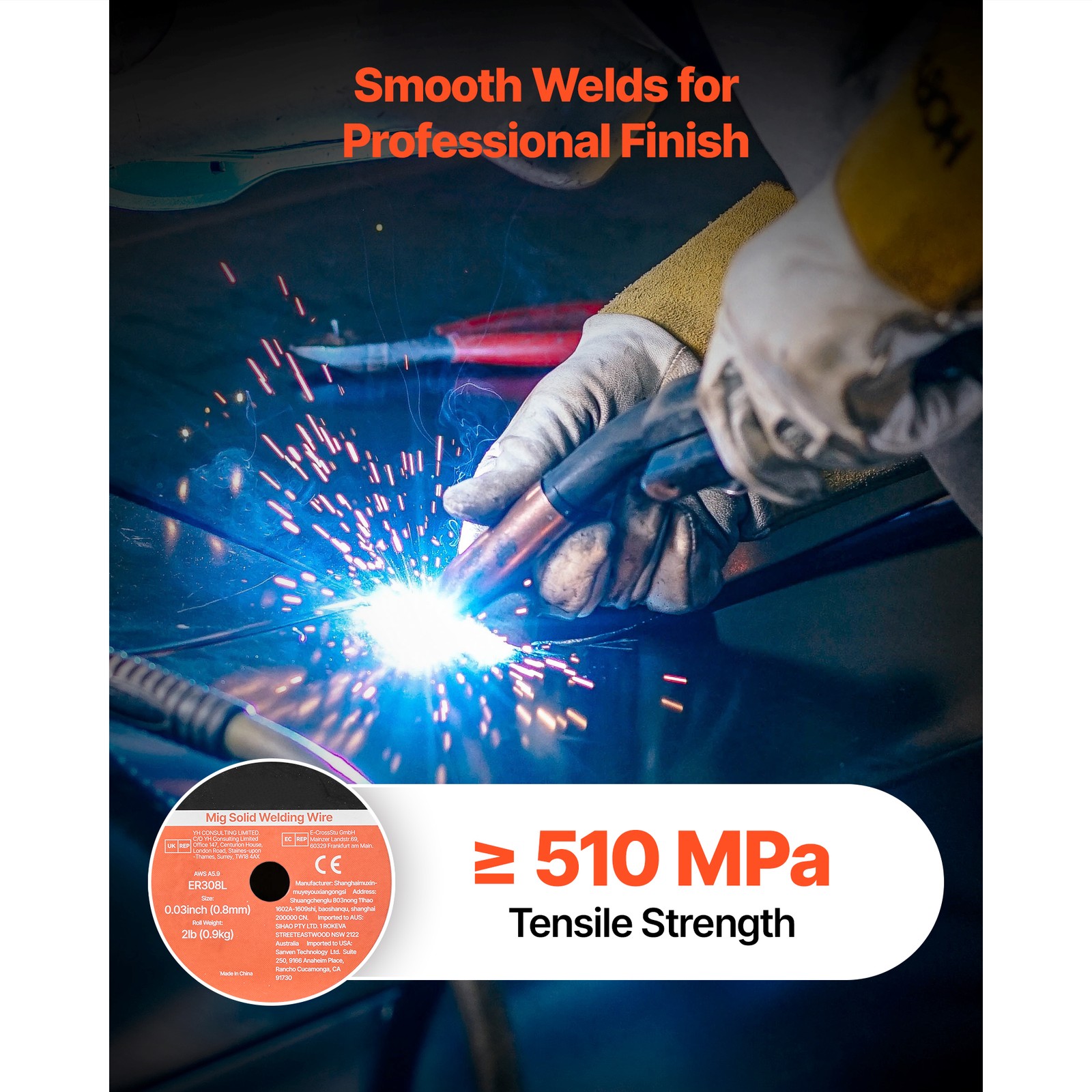 Uimoso Solid MIG Welding Wire ER308L 0.03-inch 2 lbs Stainless Steel Wire