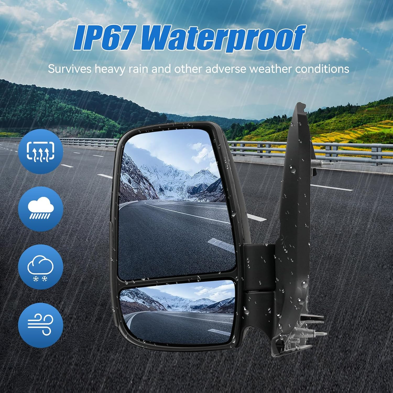 Side Mirror for Ford Transit 2015-2025, Driver Left Short Arm Front Door Mirrors