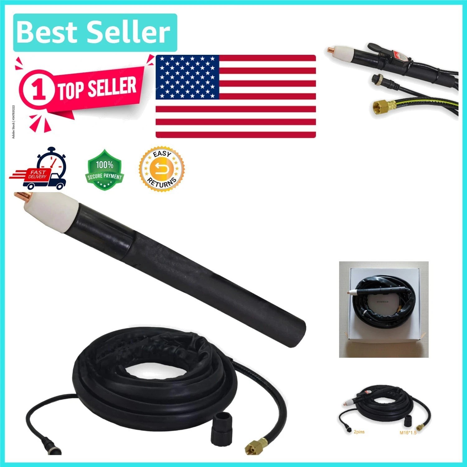 Complete PT-31 Plasma Cutter Torch 5 Meter – Straight Pencil 0º Head Included