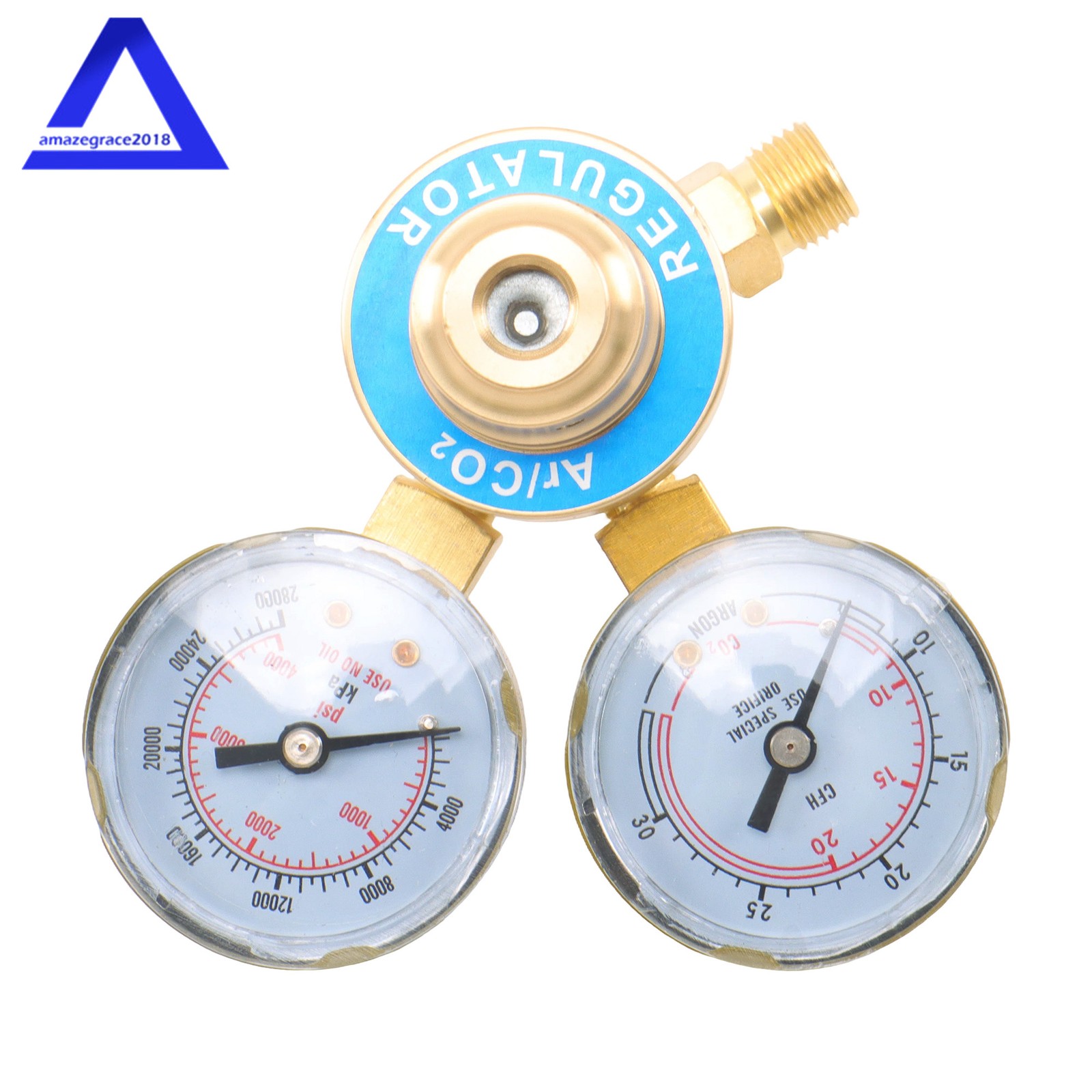 Argon Regulator Dual Gauges & 5 Feet Hose for CGA580 Mig Tig Welder 0 to 400PSI