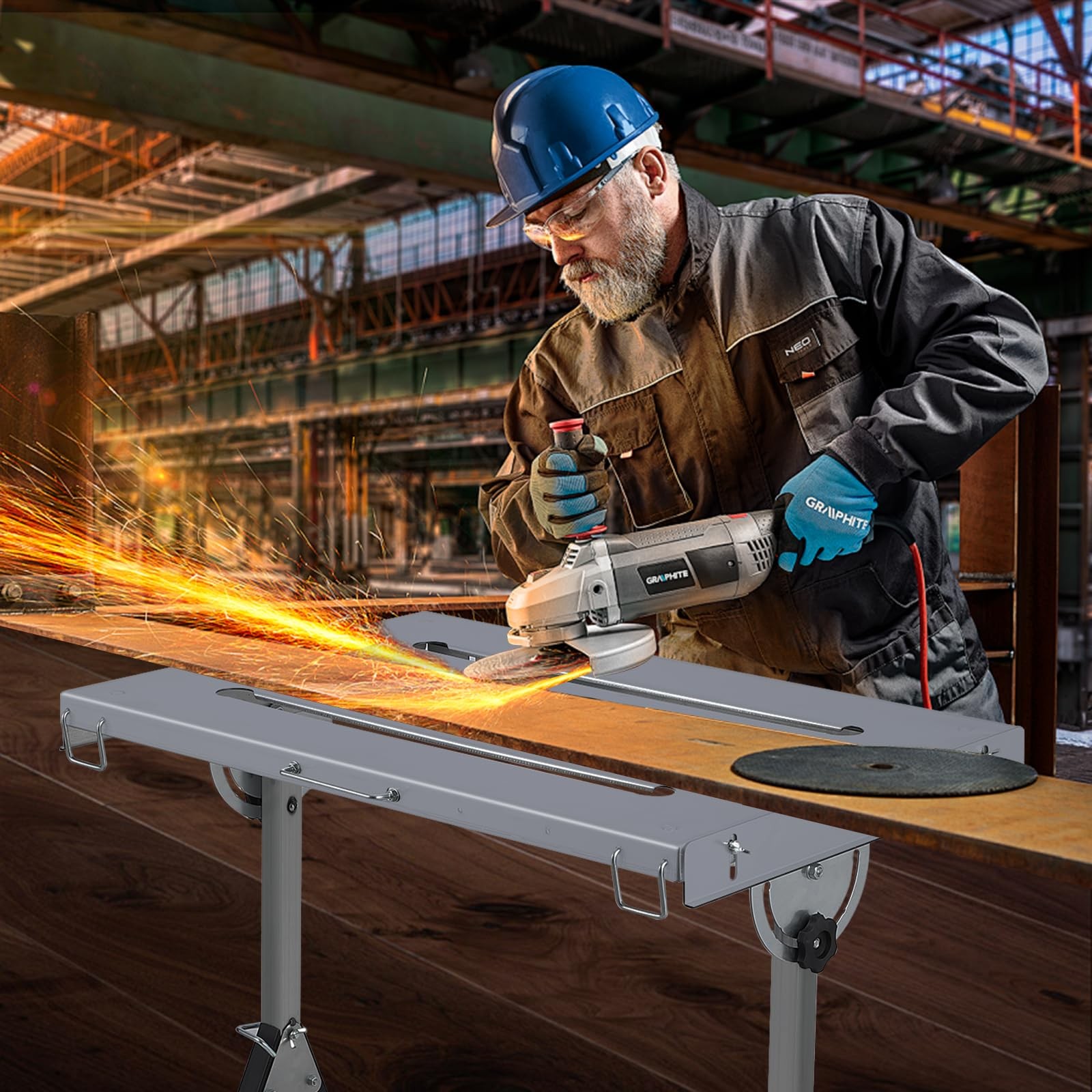 400/500/1000 LBS Foldable Welding Table W/Adjustable Height for Garage Repairs