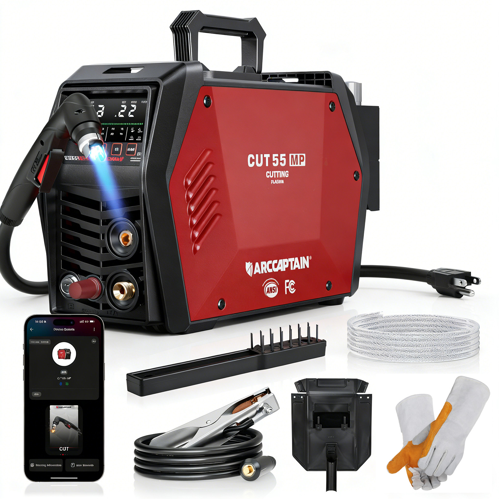 ARCCAPTAIN iControl Non-HF Plasma Cutter CUT55 MP with APP Control LED Display