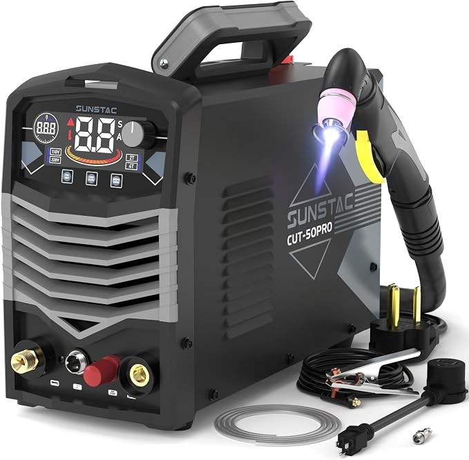 50A Plasma Cutter HF Pilot Arc 110V 220V Dual Voltage IGBT LCD 2T 4T Cut