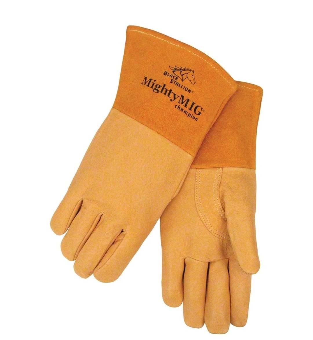 Black Stallion MightyMIG 39CHMP Tan Premium Grain Pigskin MIG Welding Gloves XL