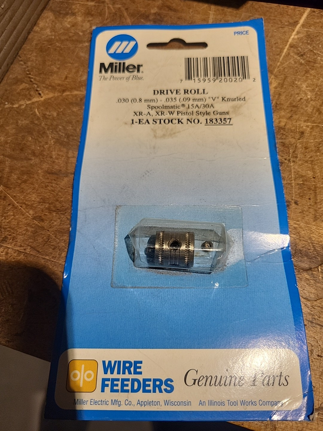 Miller Electric Drive Roll, Dual Groove Wire Size .030-.035 183357