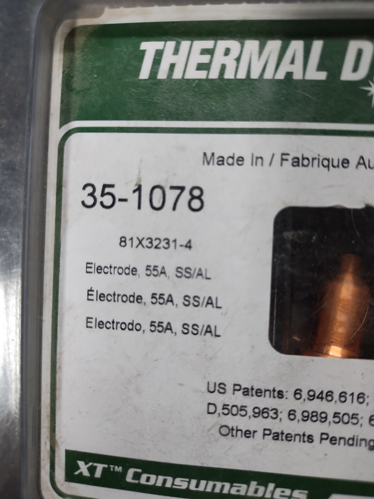 Electrode 55A Ss/Al 5 pack Thermal Dynamics 35-1078