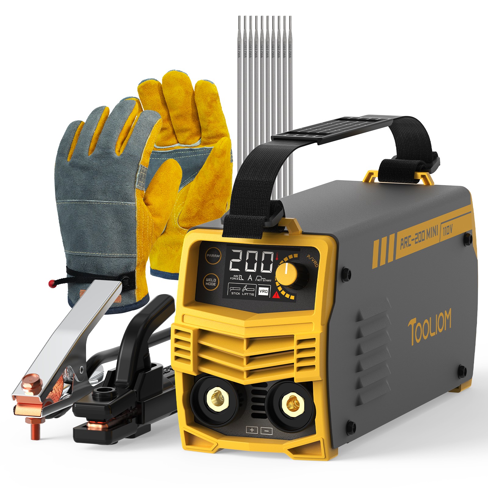 TOOLIOM 200A Mini Stick Welder MMA DC Inverter IGBT Portable Hot Start Arc Force