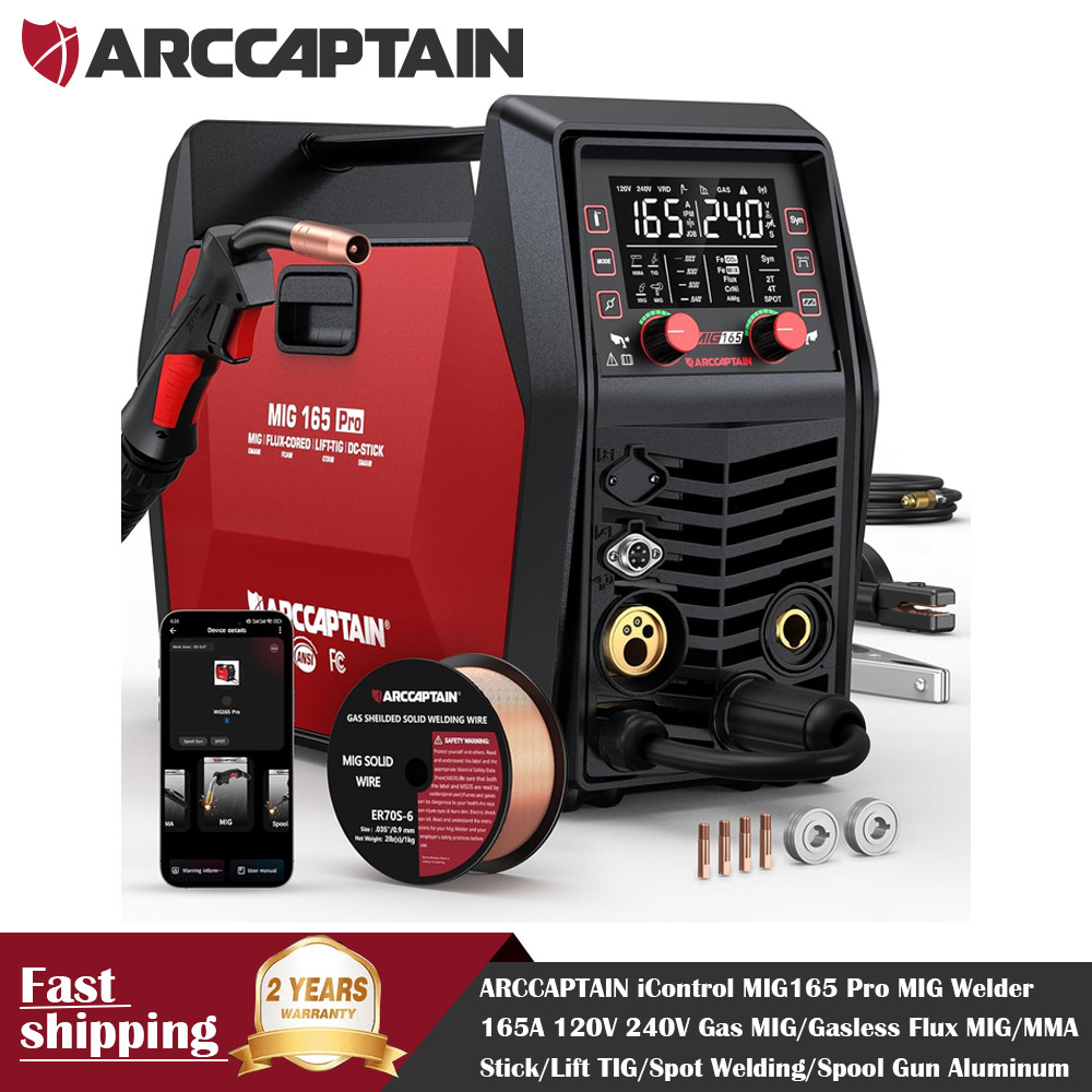 2026 ARCCAPTAIN iControl MIG165 Pro MIG Welder 165A 120V 240V 6 in 1 MIG/Gasless