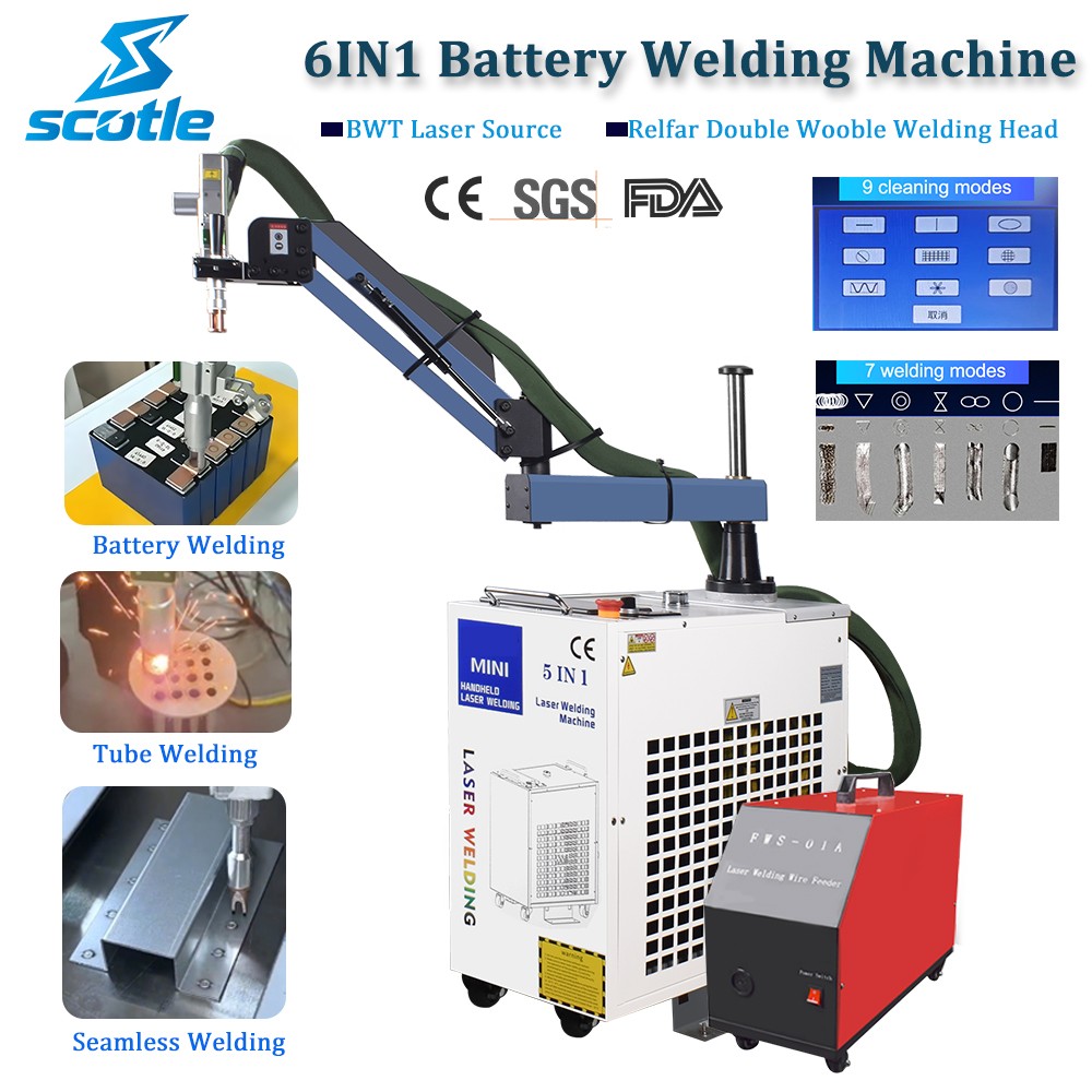 6in1 1500W 2000W Battery Laser Cutting Cleaning Welding Machine Seamless Welder