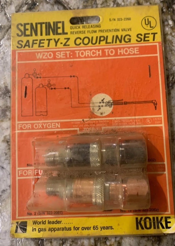 Sentinel safety-z Coupling Set. WZO Set: Torch To Hose S/n 323-2260