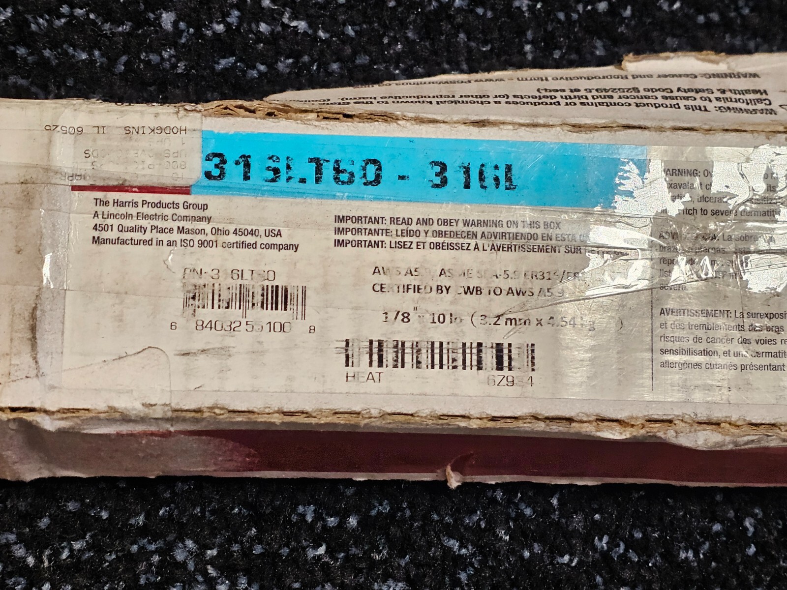 Harris 316LT60 316L Stainless Steel TIG Welding Rod 1/8″ x 36″ – 10 lbs