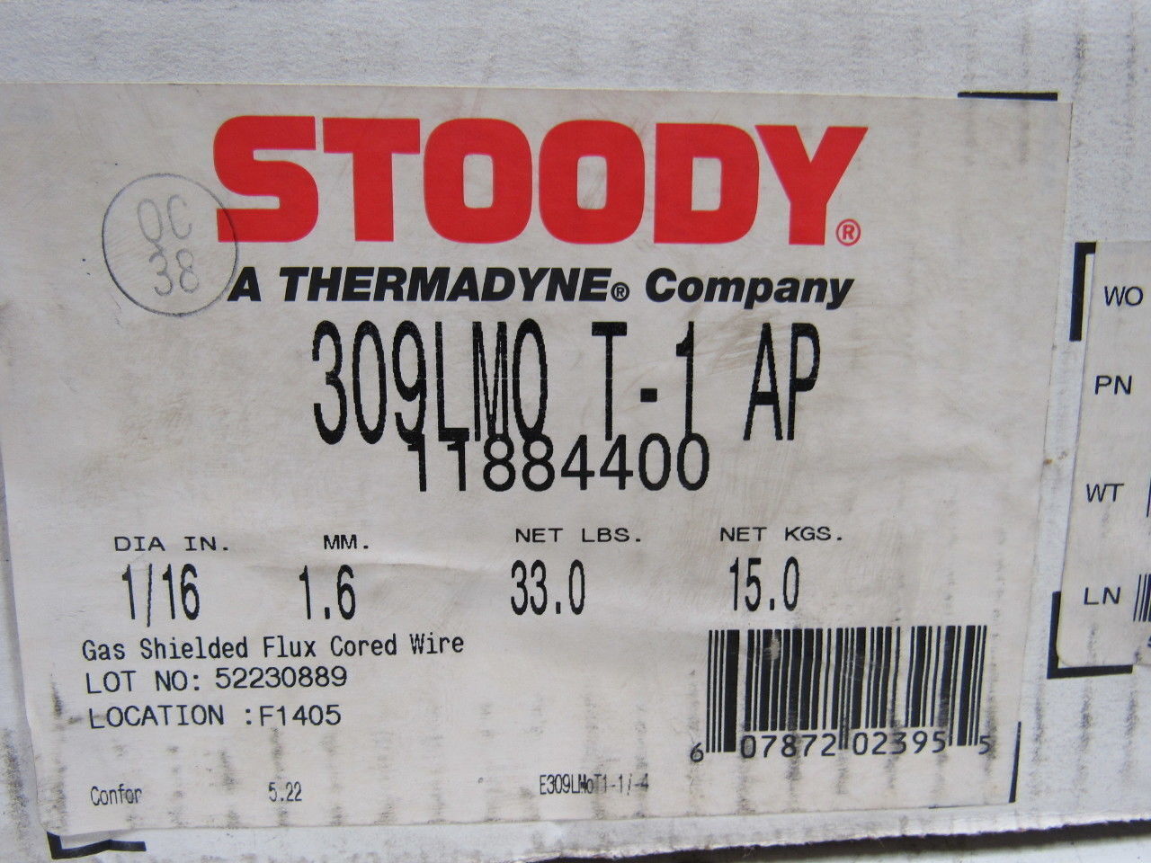 Stoody 309LMO T-1 AP 1/16″ Stainless Flux Core Mig welding Wire 33# Coil