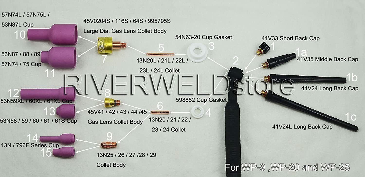 TIG Quartz Nozzle Clear Cups 53NQ61S 8# 1/2″ 53N61S for WP 9 17 18 20 25 26 4pk