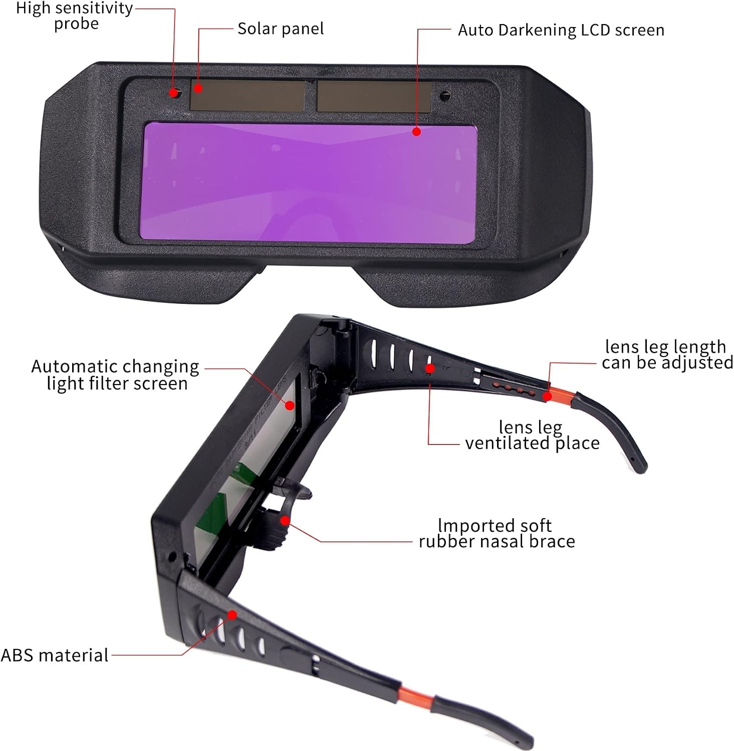 Welding Glasses Safety Welding Goggles LCD Protective Solar Powered Auto Dark…