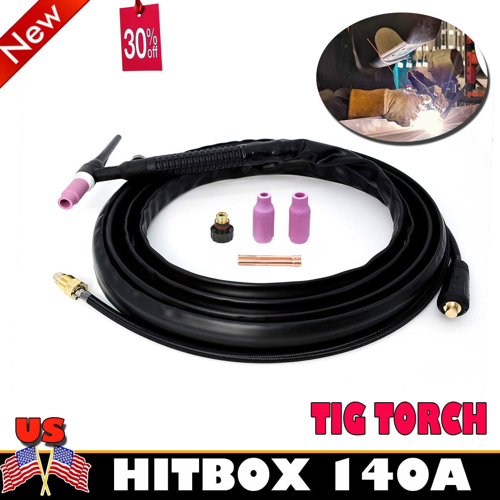 HITBOX WP17V TIG Welding Torch 140A SR-17V Lift TIG Welder Gun Replacement Torch