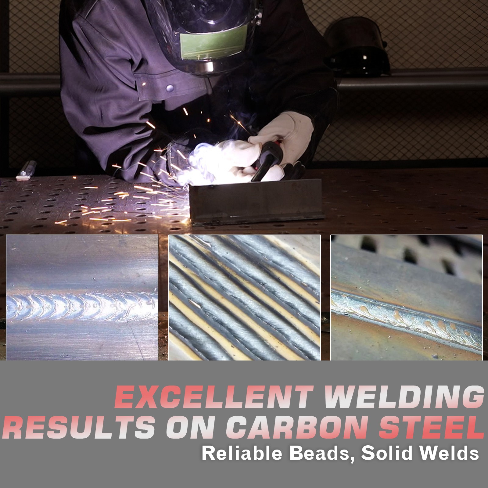 140A MIG Welder 110V, 3-in-1 Flux Core/Lift TIG/Stick, Large LED Display, IGBT