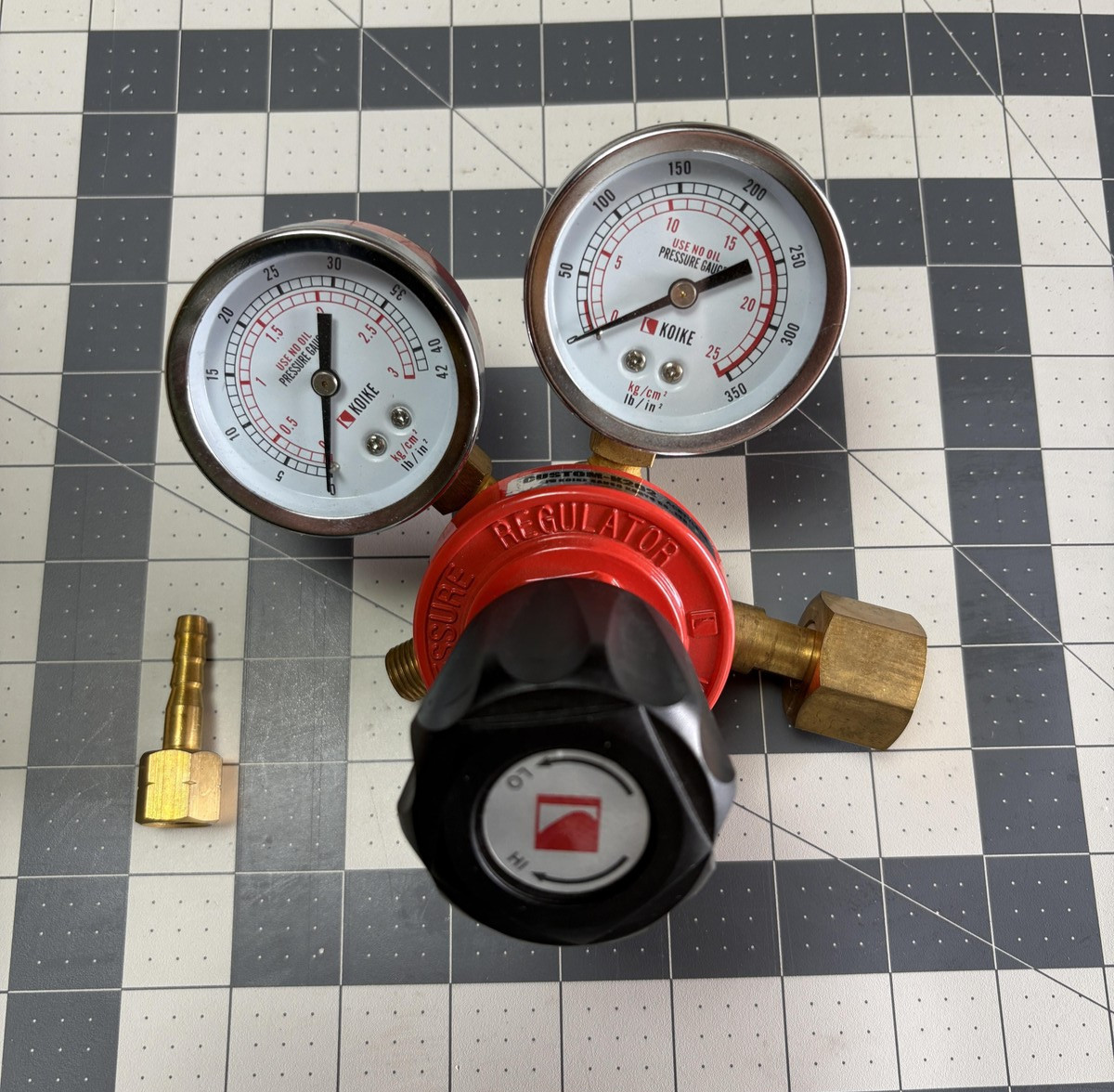 Koike Custom-K202 Acetylene Gas Regulator CGA 300 Dual Gauge Japan New-Open Box